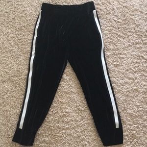 Black velvet joggers